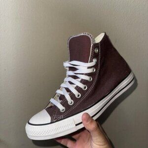 Converse High Top Sneakers in Dark Brown and White